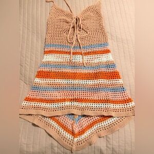 SHEIN Multicolor Striped Crochet Swim Coverup